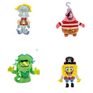 SpongeBob SquarePants Pirate Plush Set - Yellow, Green, Pink